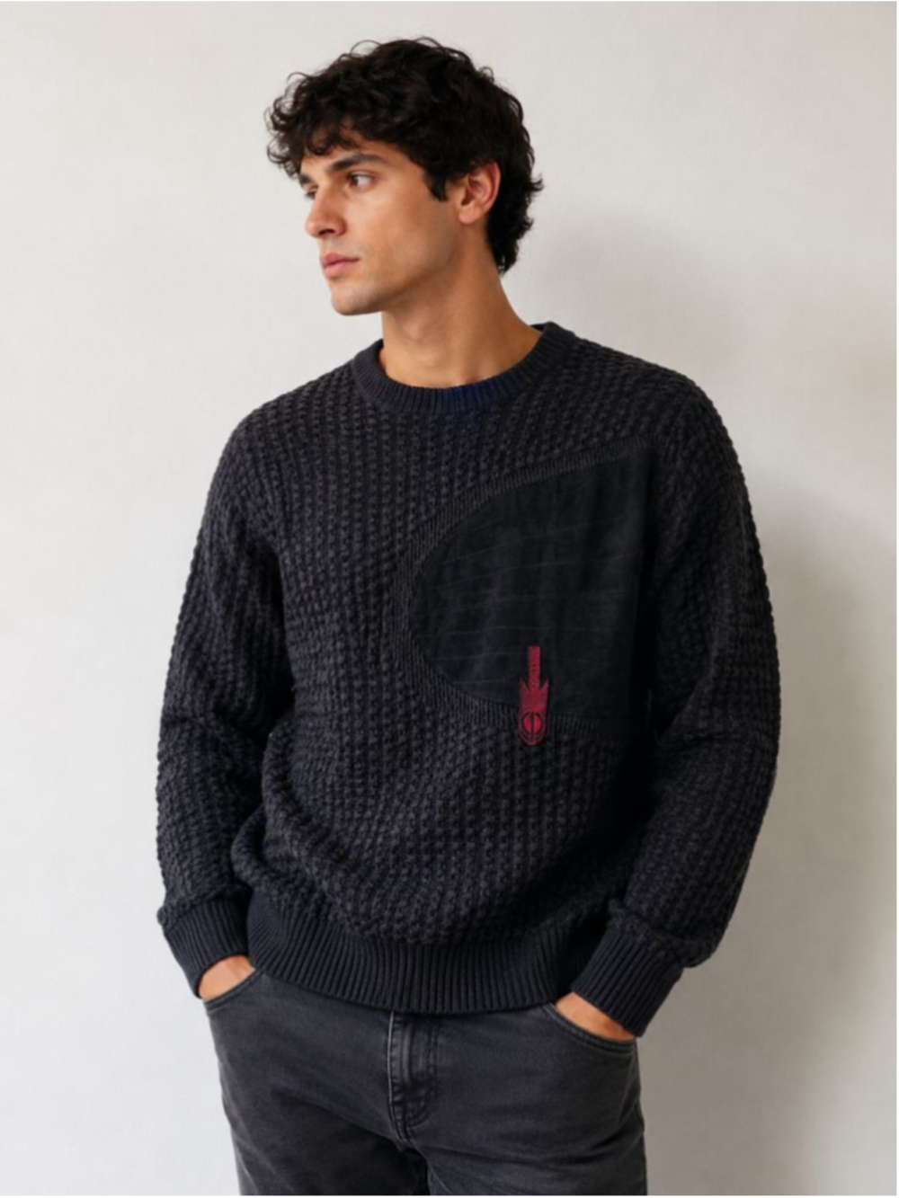Harley-Davidson Black Crewneck Sweater with Red Logo Men’s Size L